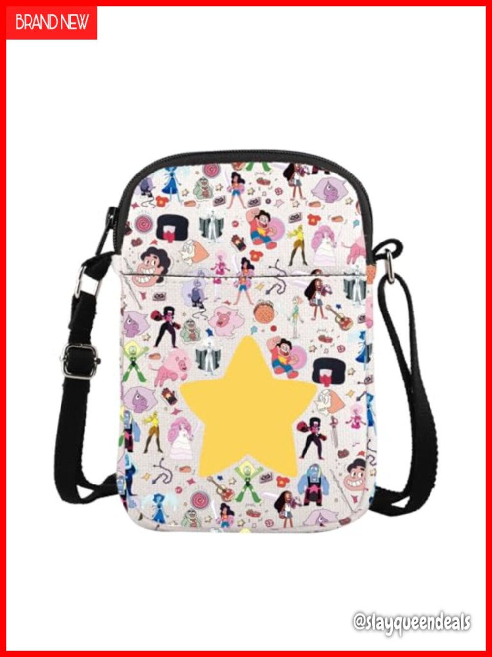 Canvas Crossbody Bag Cartoon Messenger Adjustable Strap 3 Pockets